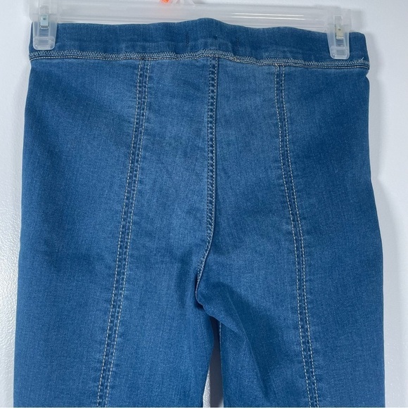 Free People Size 27 Pull On Skinny Jeans High Rise Elastic Waist Frayed Hem - Picture 6 of 15
